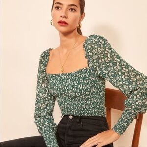 Reformation Pinto Top Vancouver Green Floral